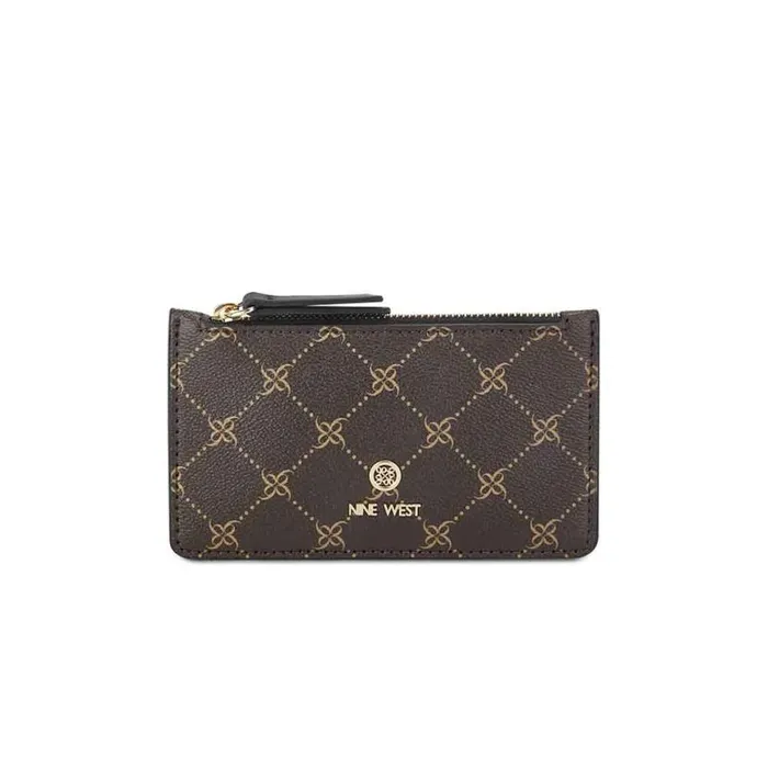 Nine West Clutches and Wallets Women Linnette Card Case Brownblack Logo