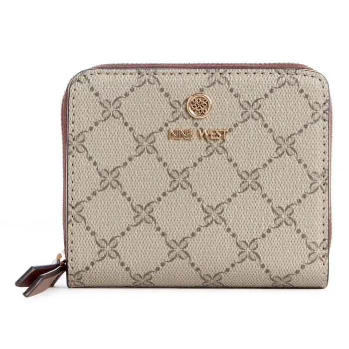 Nine West Clutches and Wallets Women Lockup 9S Small Zip Wallet Beige Logomahogany Nine West Clutches and Wallets Women Lockup 9S Small Zip Wallet Beige Logomahogany