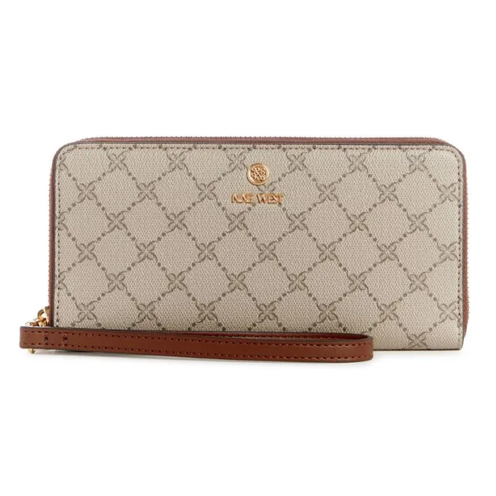Nine West Clutches and Wallets Women Lockup 9S Zip Around With Wristlet Beige Logomahogany Nine West Clutches and Wallets Women Lockup 9S Zip Around With Wristlet Beige Logomahogany