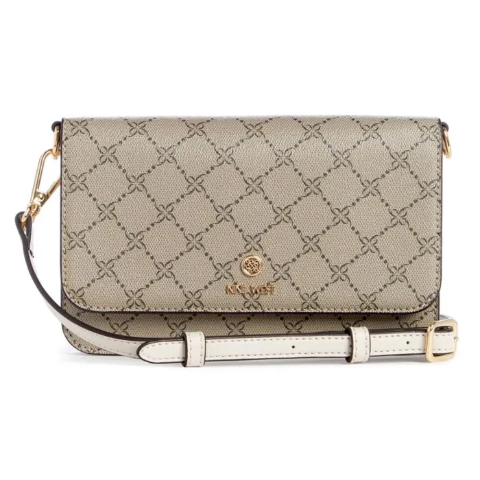 Nine West Crossbody Women Lockup 9S Phone Wallet Crossbody Beige Logomilk