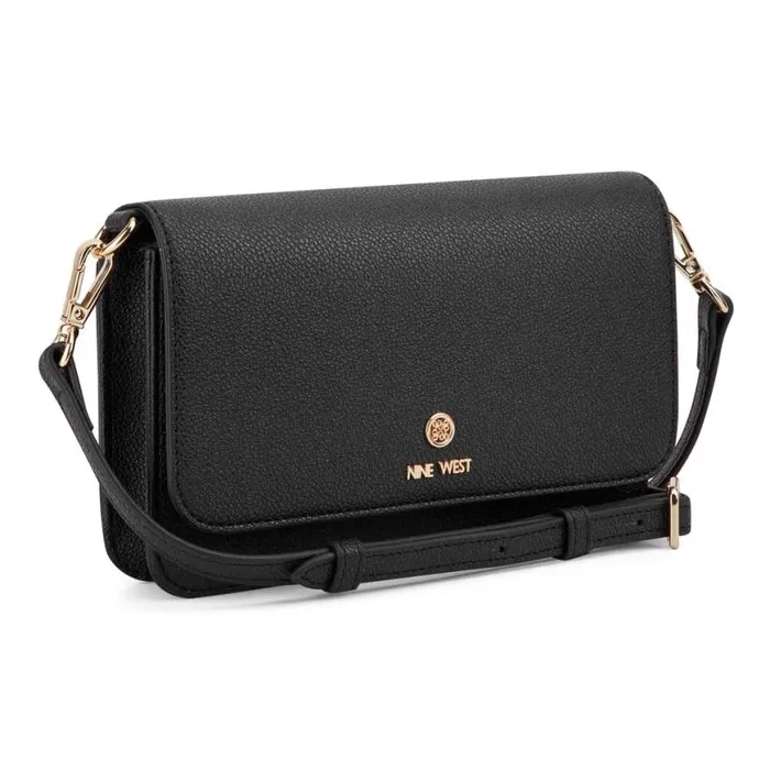 Nine West Crossbody Women Lockup 9S Phone Wallet Crossbody Black Micro Pebble