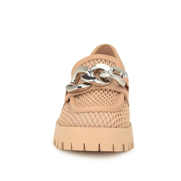 Nine West Flats Women Afer Mesh Lugsole Loafers Natural