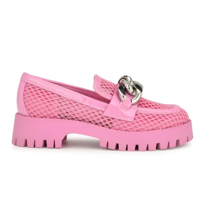 Nine West Flats Women Afer Mesh Lugsole Loafers Pink