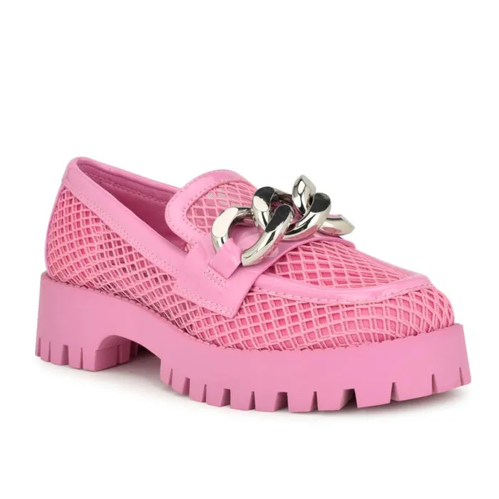 Nine West Flats Women Afer Mesh Lugsole Loafers Pink