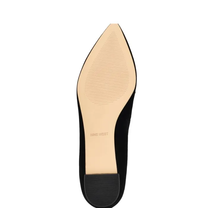 Nine West Flats Women Ahara Chain Flats Black Suede