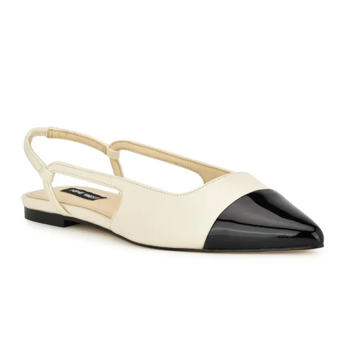 Nine West Flats Women Babee Pointy Cap Toe Flat Slingbacks Ivory Nine West Flats Women Babee Pointy Cap Toe Flat Slingbacks Ivory
