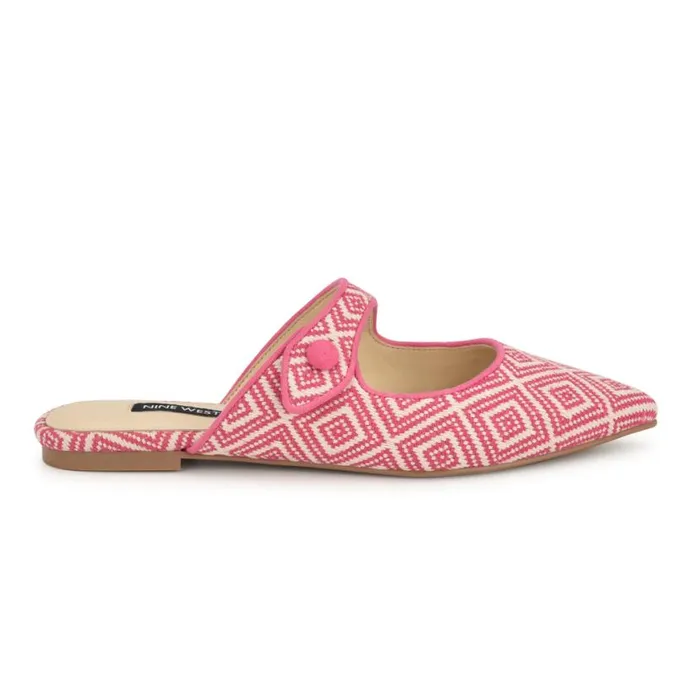Nine West Flats Women Barbra Flat Mules Pink Raffia