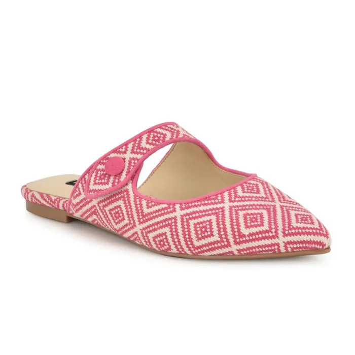 Nine West Flats Women Barbra Flat Mules Pink Raffia
