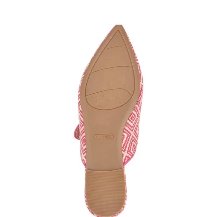 Nine West Flats Women Barbra Flat Mules Pink Raffia
