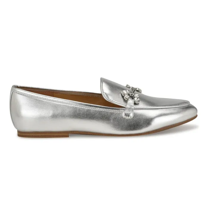 Nine West Flats Women Bennit Casual Loafers Silver
