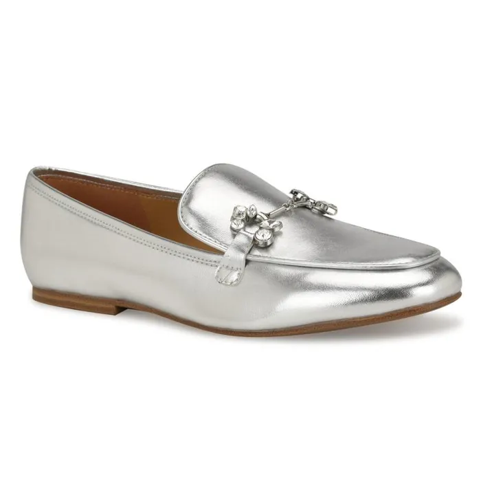 Nine West Flats Women Bennit Casual Loafers Silver Nine West Flats Women Bennit Casual Loafers Silver