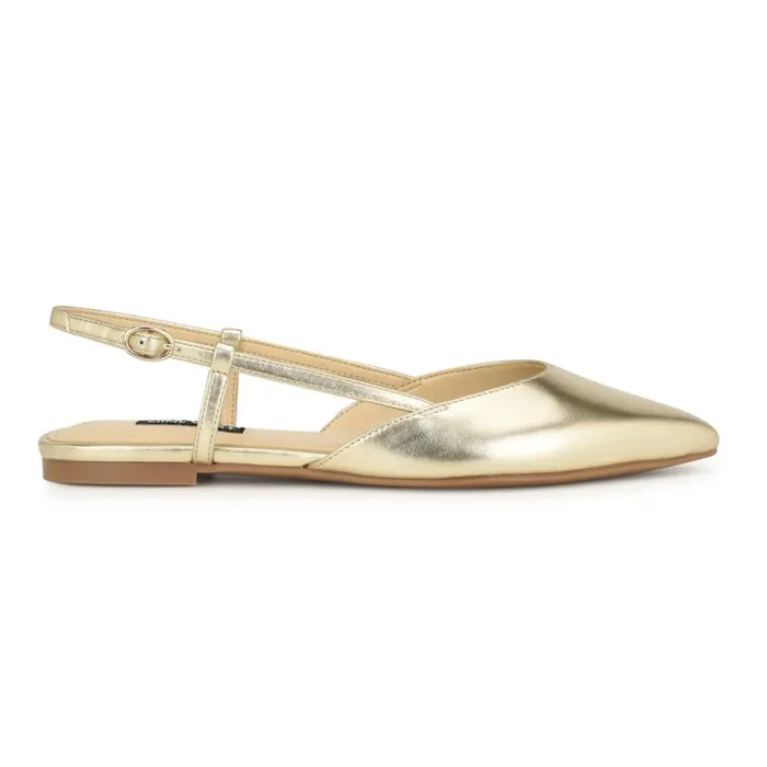Nine West Flats Women Bircah Pointy Toe Flat Slingbacks Gold