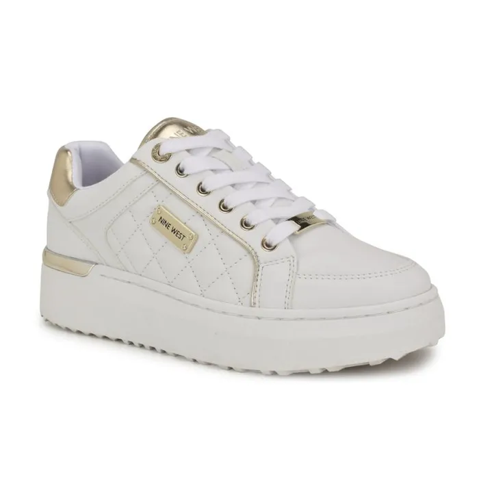 Nine West Flats Women Cafee LaceUp Platform Sneakers Whitegold