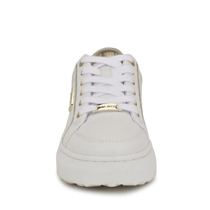 Nine West Flats Women Cafee LaceUp Platform Sneakers Whitegold
