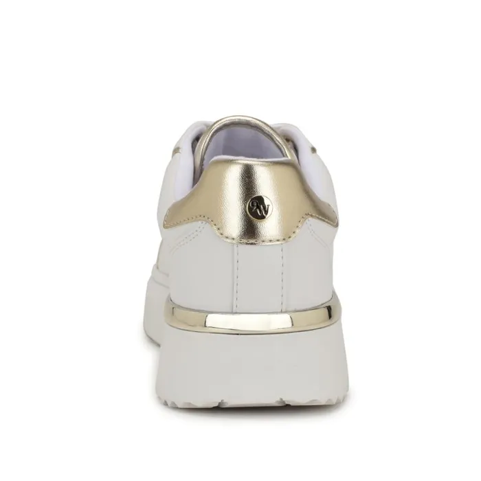Nine West Flats Women Cafee LaceUp Platform Sneakers Whitegold