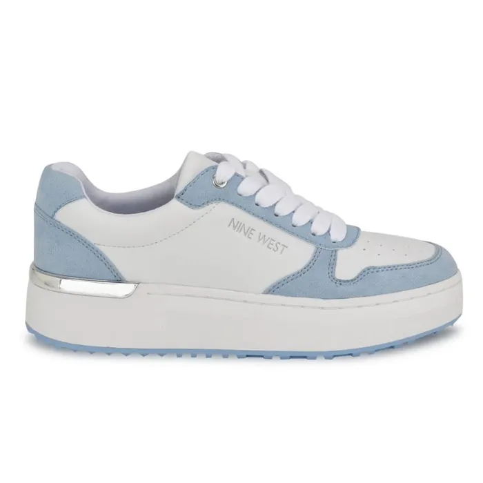 Nine West Flats Women Calpha Laceup Sneakers Whitelight Blue