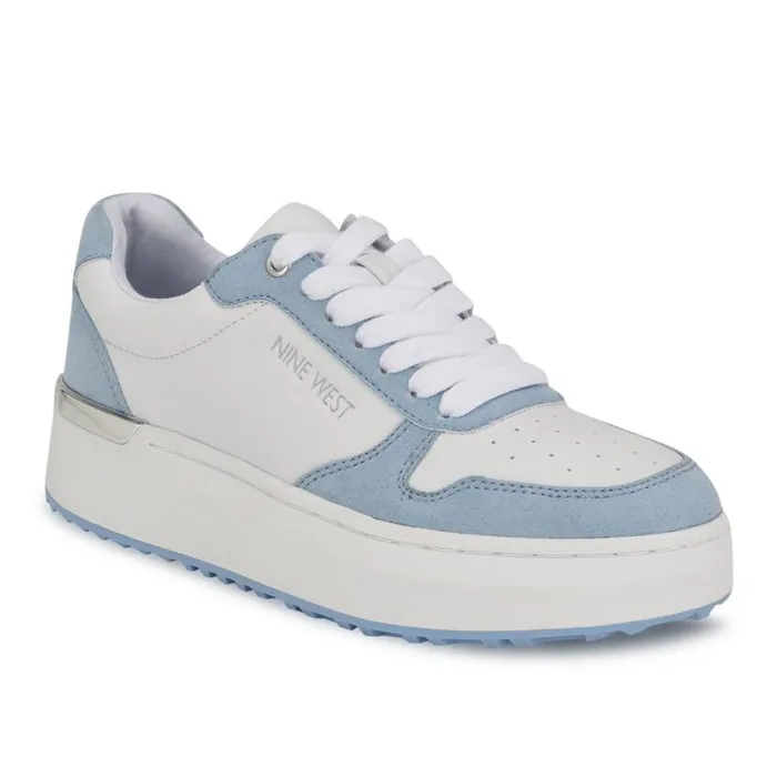 Nine West Flats Women Calpha Laceup Sneakers Whitelight Blue