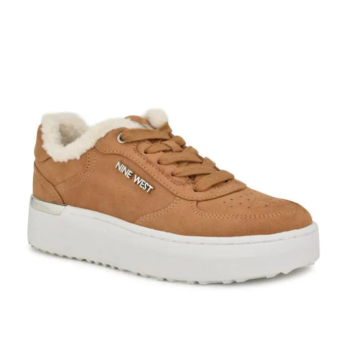 Nine West Flats Women Cuddly Laceup Sneakers Dark Natural Nine West Flats Women Cuddly Laceup Sneakers Dark Natural