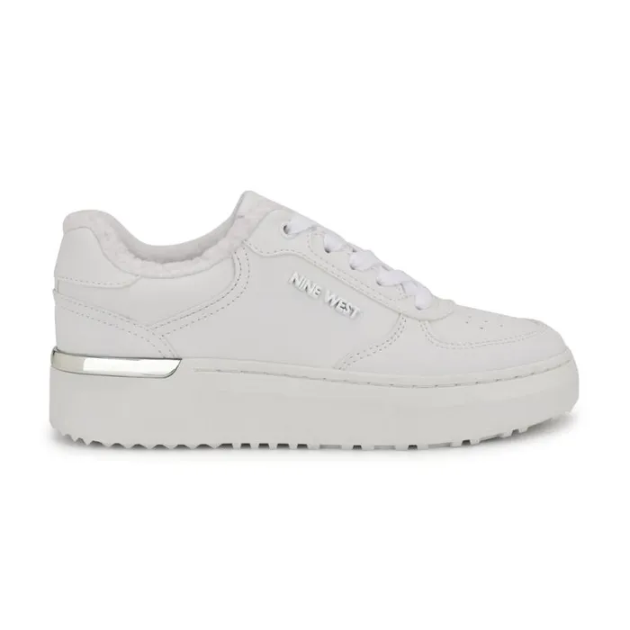 Nine West Flats Women Cuddly Laceup Sneakers White