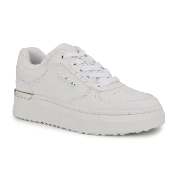 Nine West Flats Women Cuddly Laceup Sneakers White