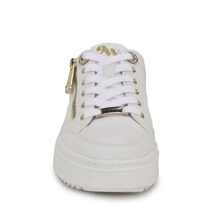 Nine West Flats Women Dulah LaceUp Platform Sneakers White