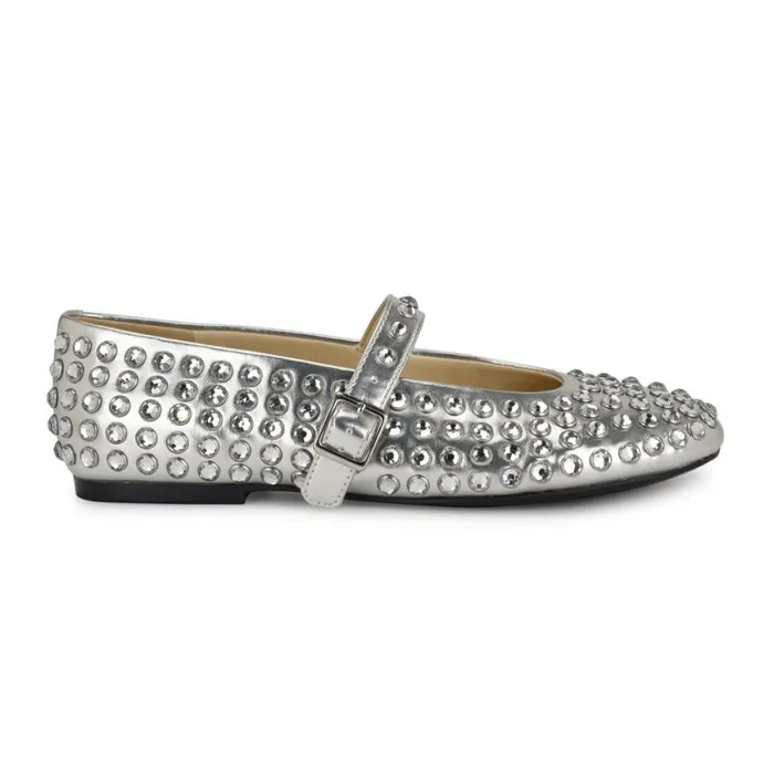 Nine West Flats Women Emmil Mary Jane Flats Silver