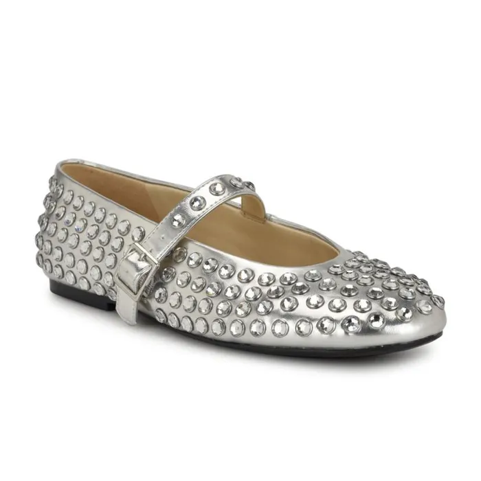 Nine West Flats Women Emmil Mary Jane Flats Silver