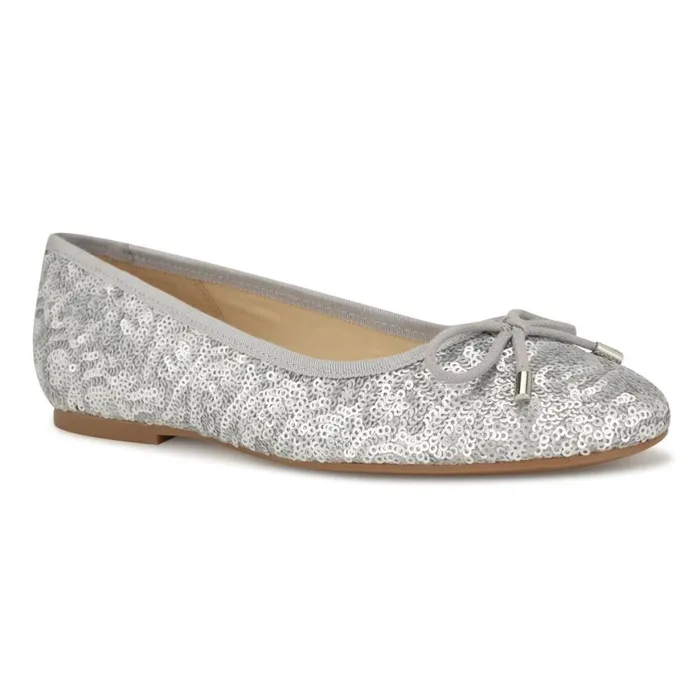 Nine West Flats Women Estieyp Ballet Flats Silver Sequin