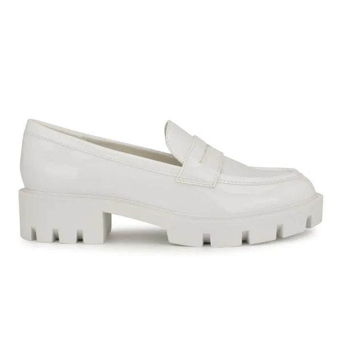 Nine West Flats Women Maibel SlipOn Loafers White Patent