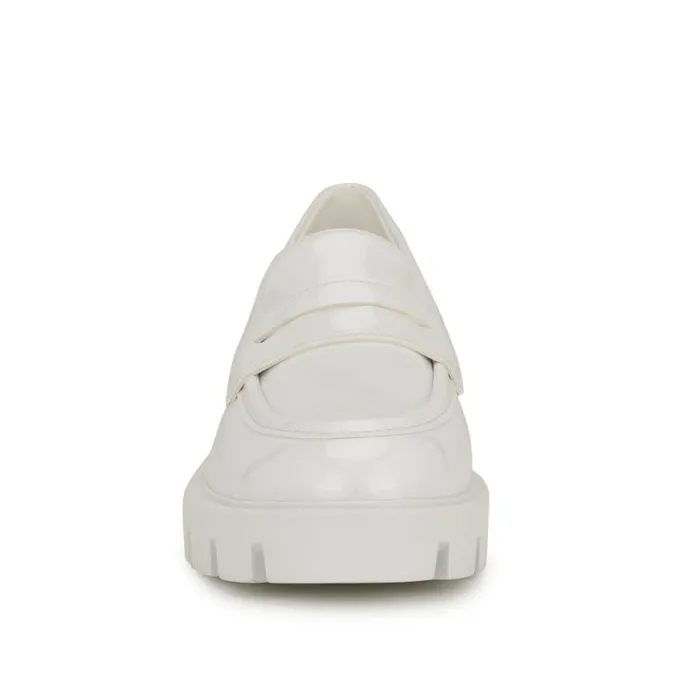 Nine West Flats Women Maibel SlipOn Loafers White Patent