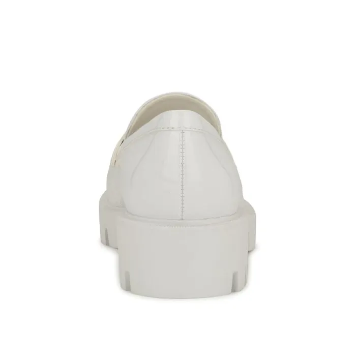 Nine West Flats Women Maibel SlipOn Loafers White Patent