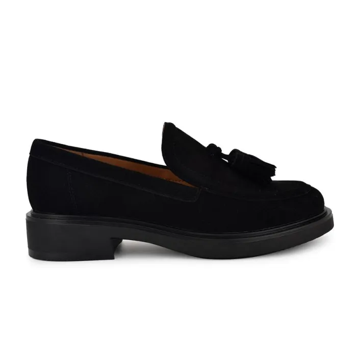 Nine West Flats Women Roker Casual Loafers Black Suede