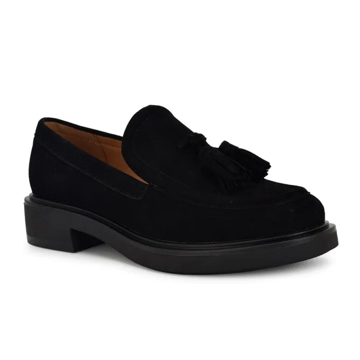 Nine West Flats Women Roker Casual Loafers Black Suede Nine West Flats Women Roker Casual Loafers Black Suede