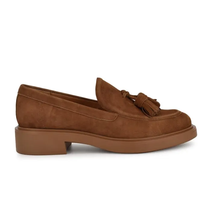 Nine West Flats Women Roker Casual Loafers Natural Suede