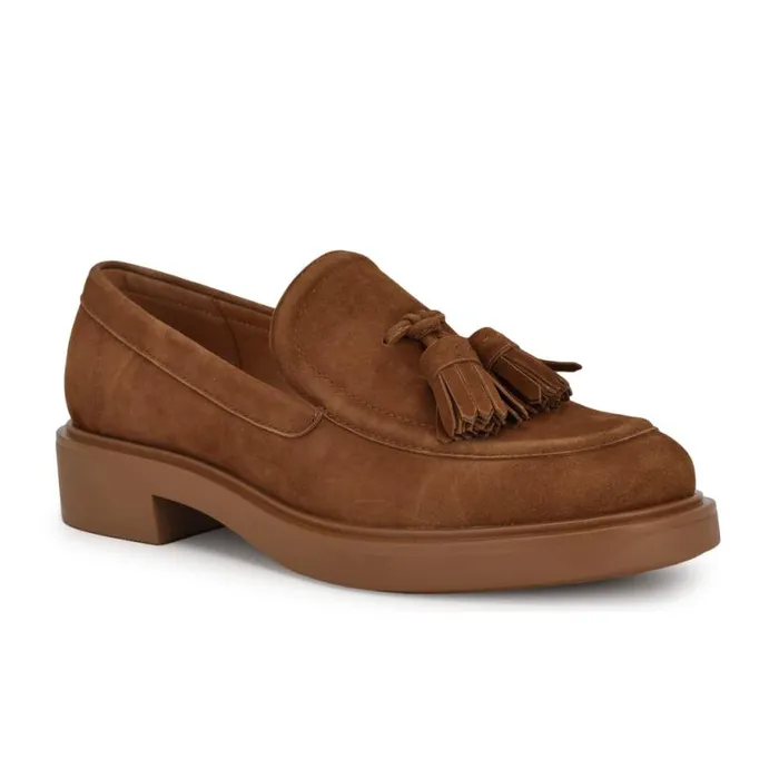 Nine West Flats Women Roker Casual Loafers Natural Suede Nine West Flats Women Roker Casual Loafers Natural Suede