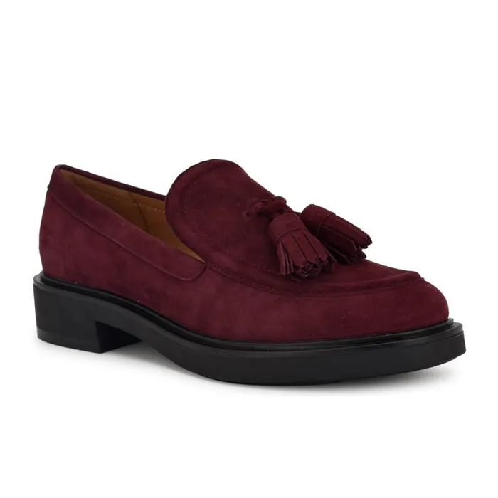 Nine West Flats Women Roker Casual Loafers Red Suede Nine West Flats Women Roker Casual Loafers Red Suede