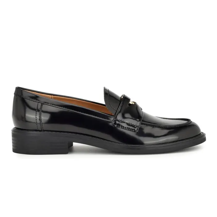 Nine West Flats Women Seeme Penny Loafers Black Patent