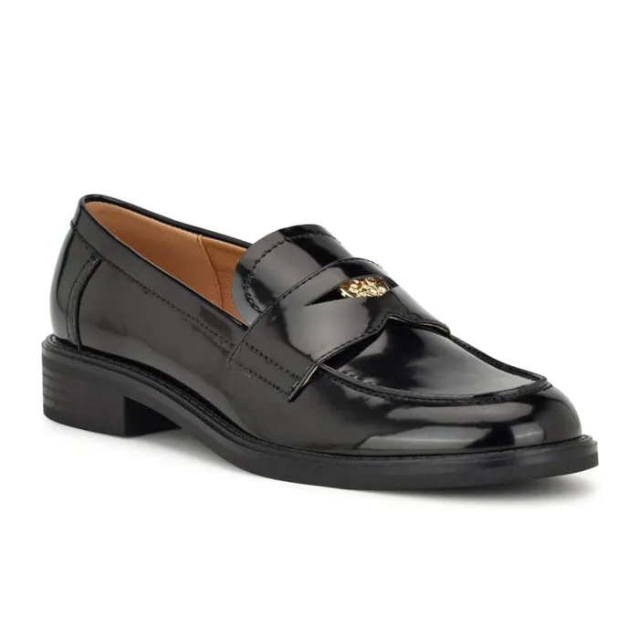 Nine West Flats Women Seeme Penny Loafers Black Patent