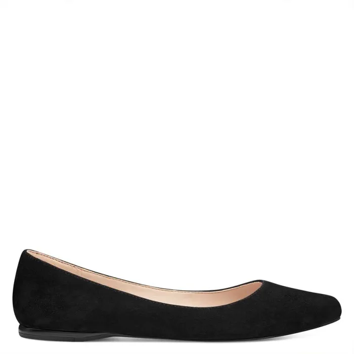 Nine West Flats Women Speakup Almond Toe Flats Black Suede