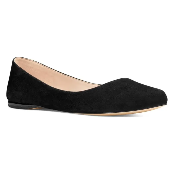 Nine West Flats Women Speakup Almond Toe Flats Black Suede Nine West Flats Women Speakup Almond Toe Flats Black Suede