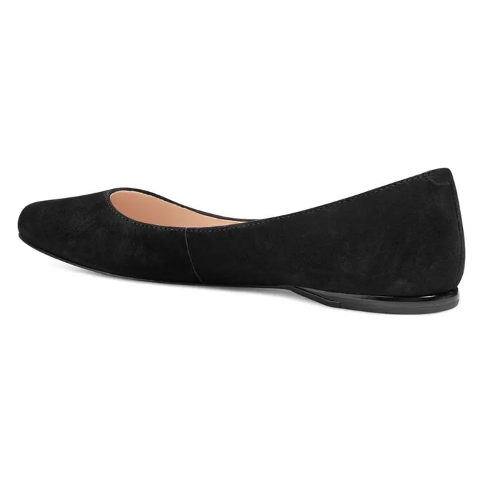 Nine West Flats Women Speakup Almond Toe Flats Black Suede Nine West Flats Women Speakup Almond Toe Flats Black Suede