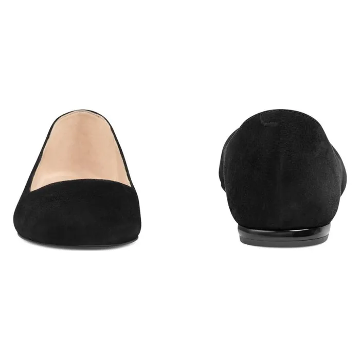 Nine West Flats Women Speakup Almond Toe Flats Black Suede Nine West Flats Women Speakup Almond Toe Flats Black Suede