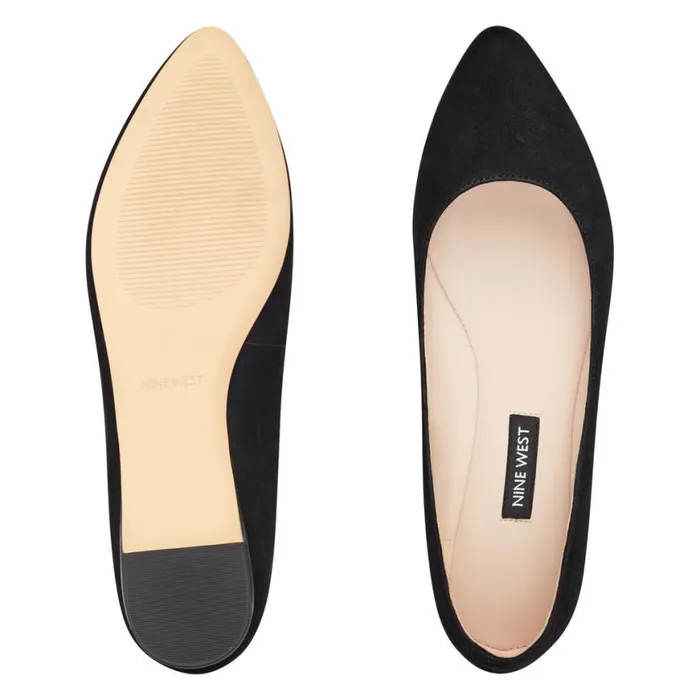Nine West Flats Women Speakup Almond Toe Flats Black Suede Nine West Flats Women Speakup Almond Toe Flats Black Suede