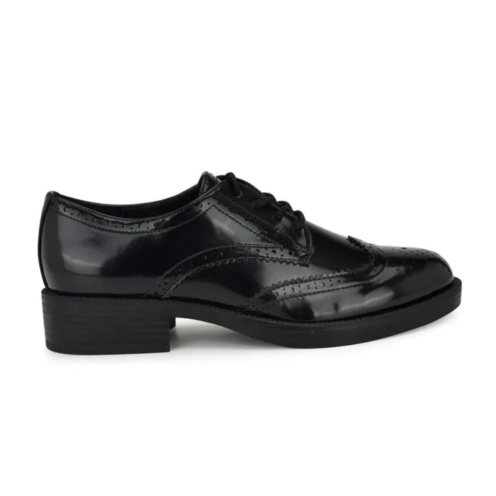 Nine West Flats Women Studey Oxford Loafers Black Patent