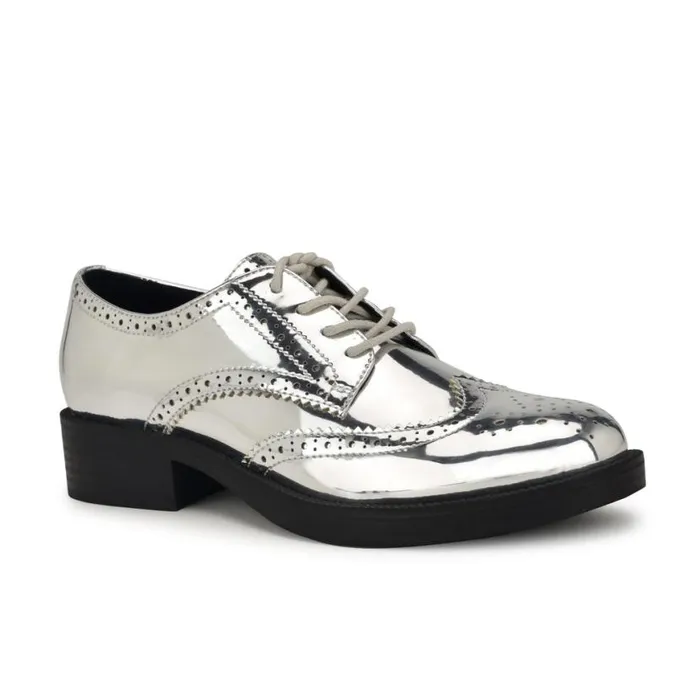 Nine West Flats Women Studey Oxford Loafers Silver Nine West Flats Women Studey Oxford Loafers Silver