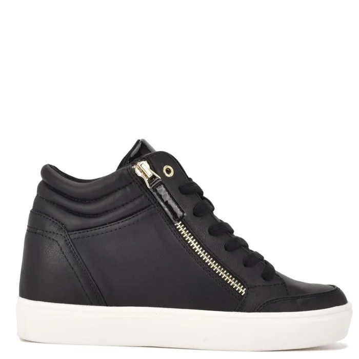 Nine West Flats Women Tons High Top Hidden Wedge Sneakers Black