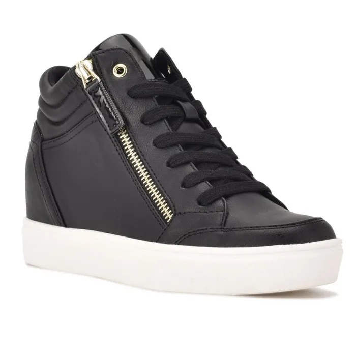 Nine West Flats Women Tons High Top Hidden Wedge Sneakers Black Nine West Flats Women Tons High Top Hidden Wedge Sneakers Black