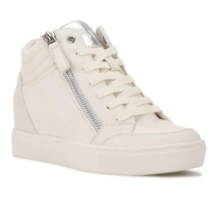 Nine West Flats Women Tons High Top Hidden Wedge Sneakers Whitesilver Nine West Flats Women Tons High Top Hidden Wedge Sneakers Whitesilver