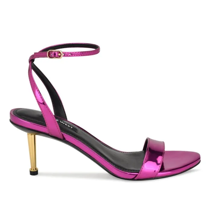 Nine West Heels Women Anny Ankle Strap Heeled Sandals Medium Pink