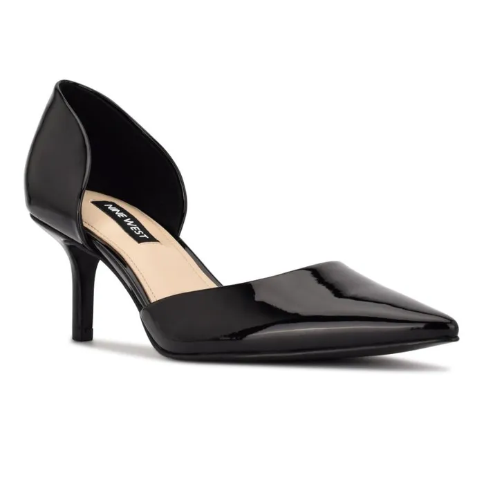 Nine West Heels Women Arive Pointy Toe Pumps Black Patent